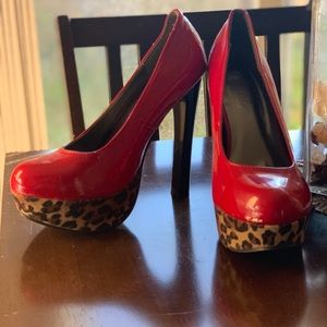 Red & leopard print heels